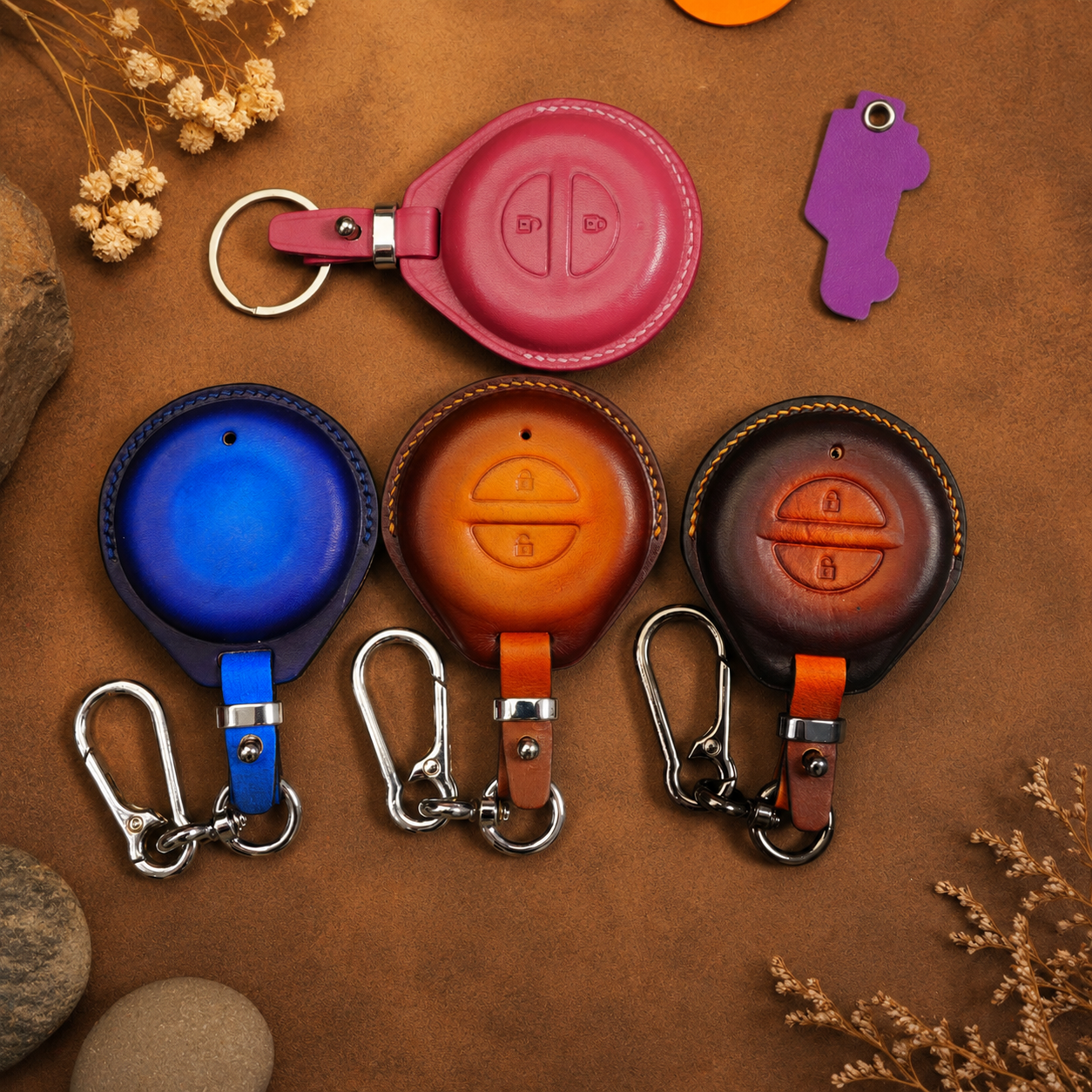 Indian round keyless fob leather cover