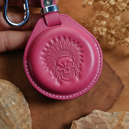Indian round keyless fob leather cover