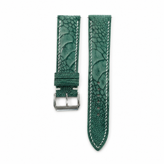 Jade Green Ostrich Leg Leather Watch Strap - Photo 1