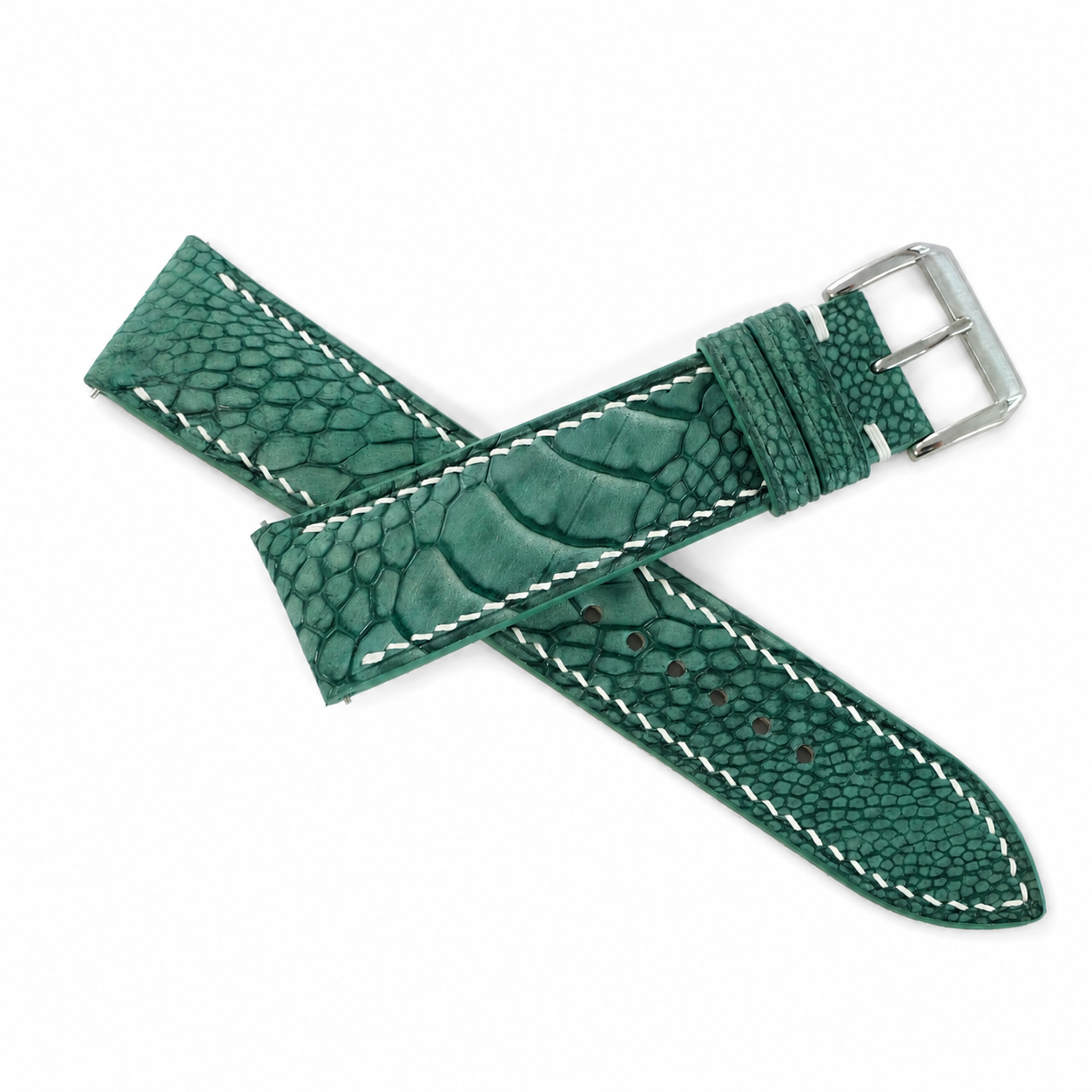 Jade Green Ostrich Leg Leather Watch Strap