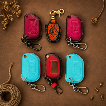 Jeep Wrangler leather flip key fob cover - handmade