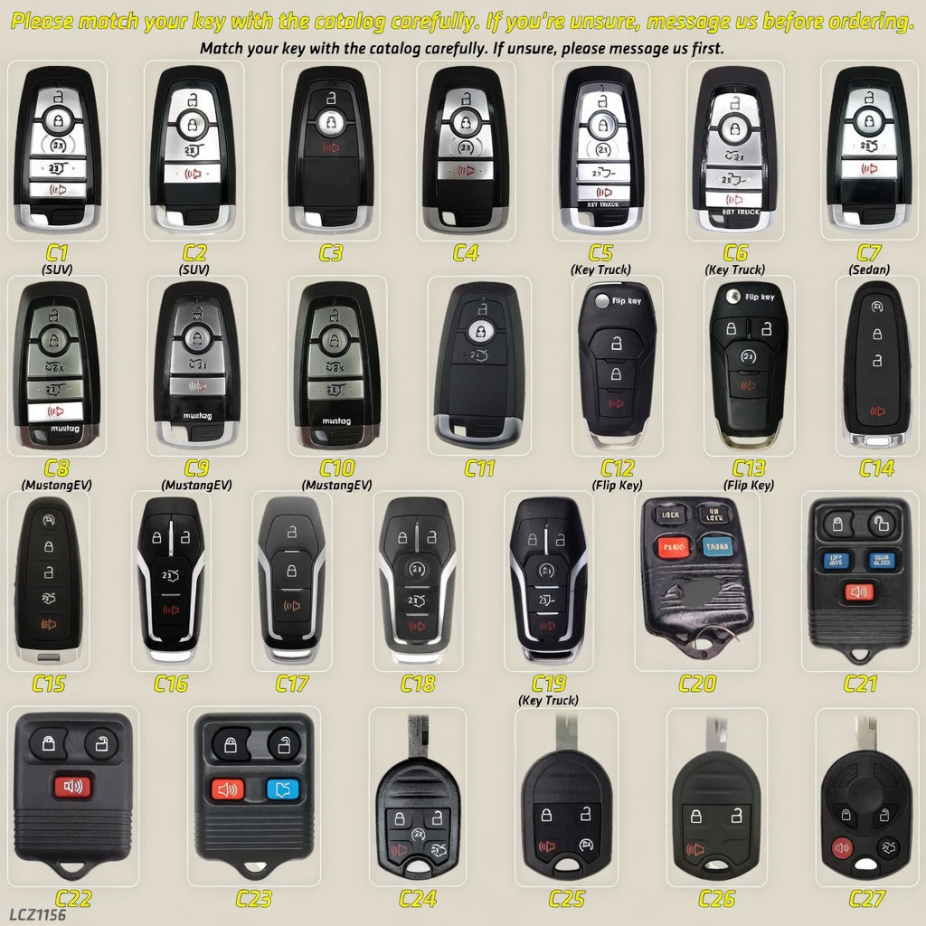 Key shape reference catalog - match your key shape (C1, C2, etc.) before ordering