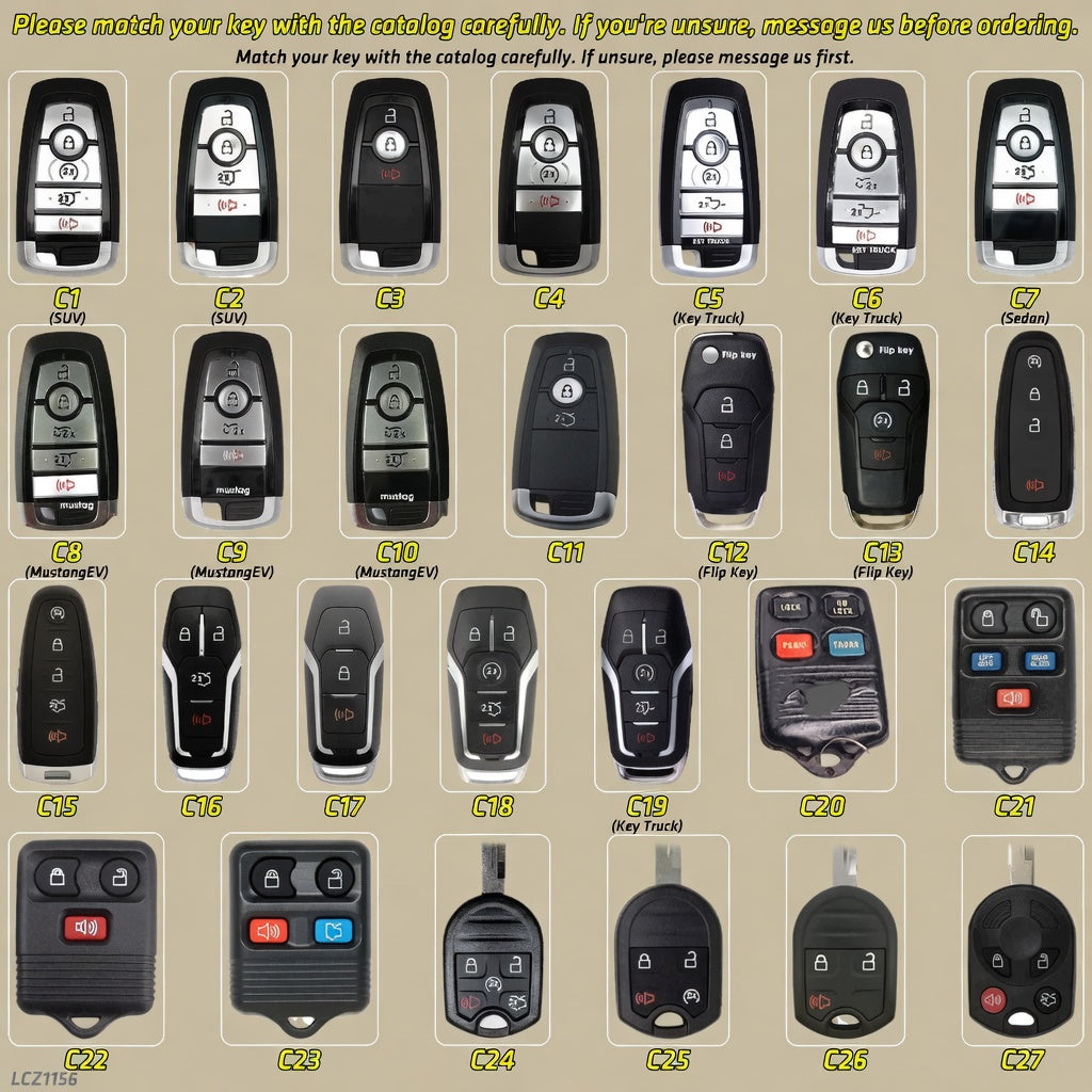 Key shape reference catalog - match your key shape (C1, C2, etc.) before ordering
