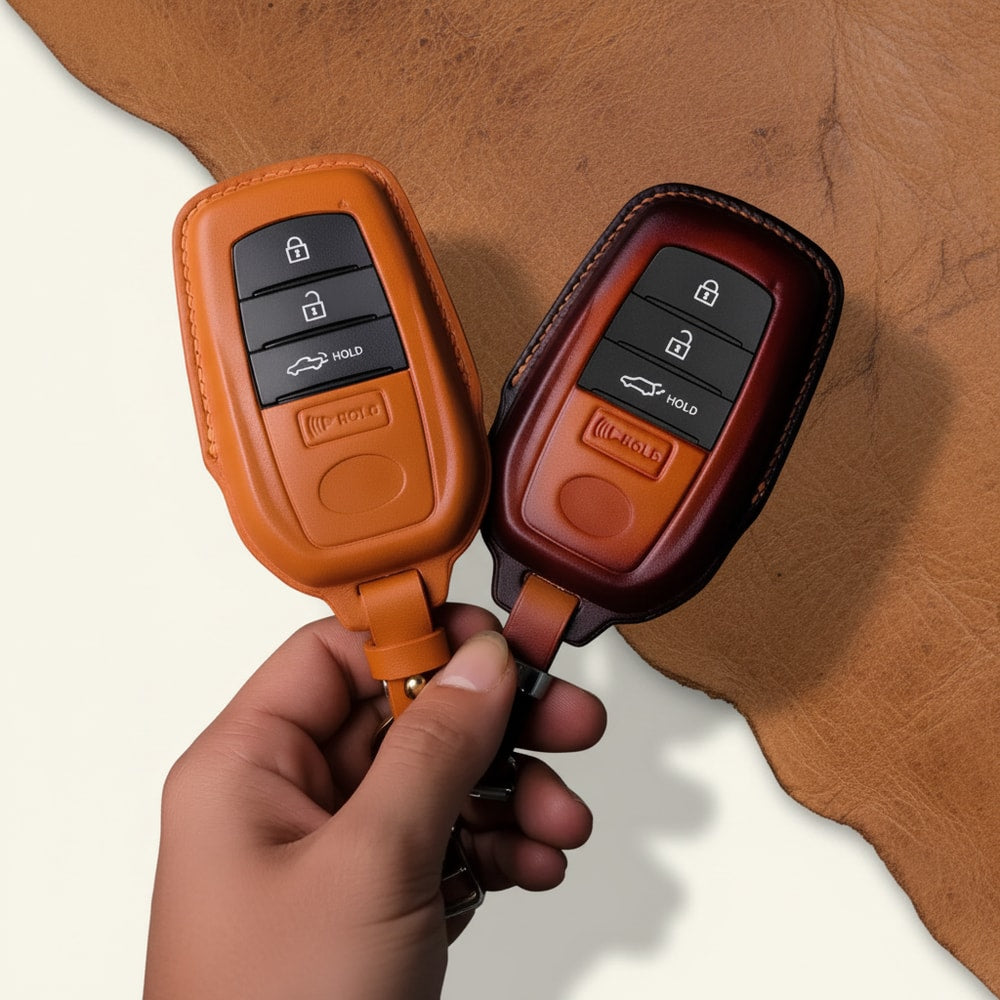 Custom Leather Key Fob Cover for Toyota Land Cruiser - Hero