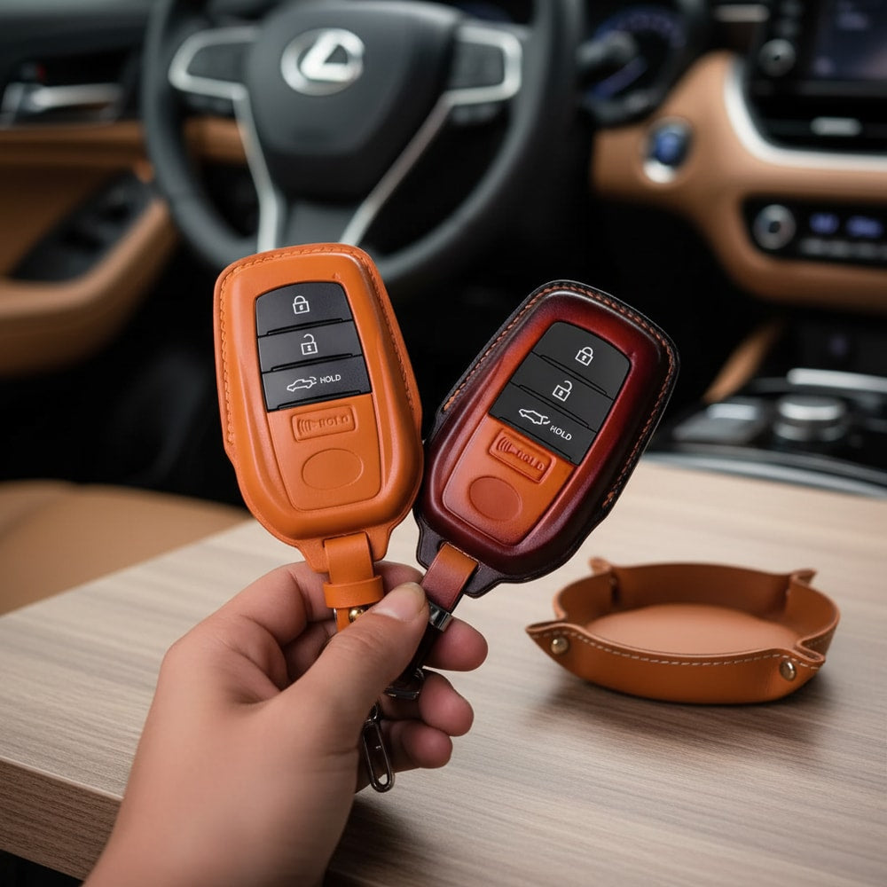 Custom Leather Key Fob Cover for Toyota Land Cruiser - View 4