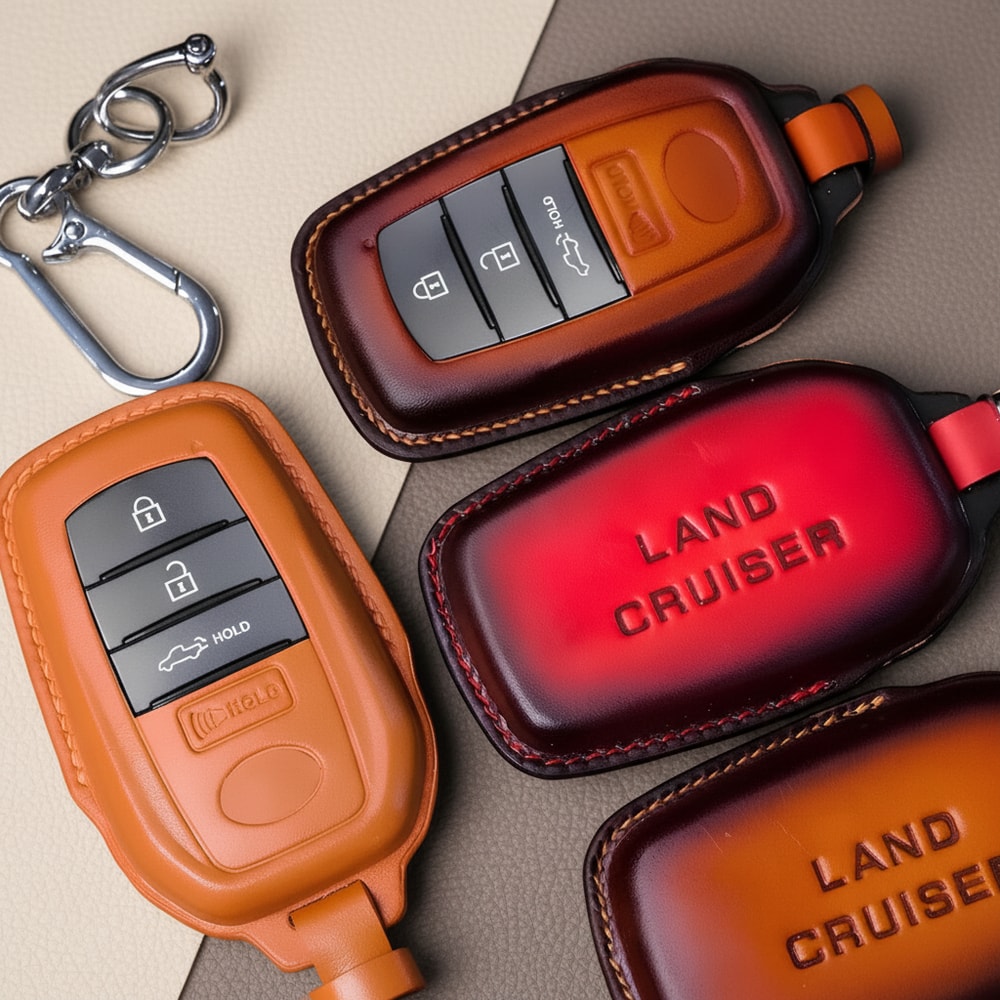 Custom Leather Key Fob Cover for Toyota Land Cruiser - View 5