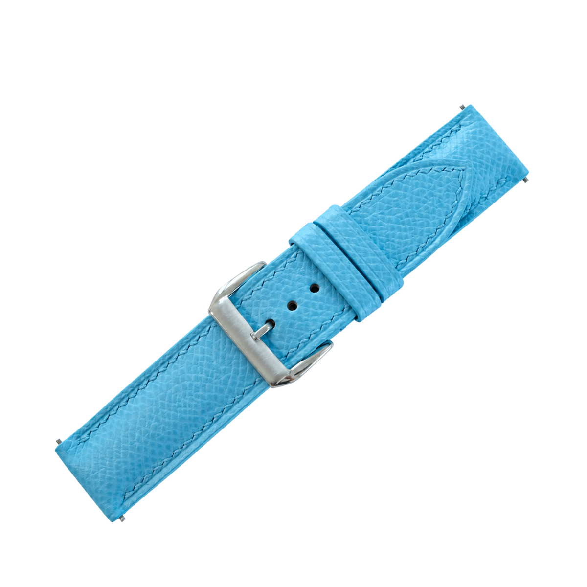 Padded Light Blue Epsom Leather Watch Strap - side view