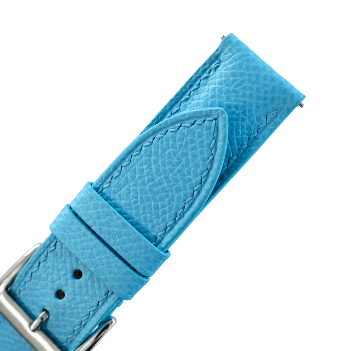 Padded Light Blue Epsom Leather Watch Strap - side profile