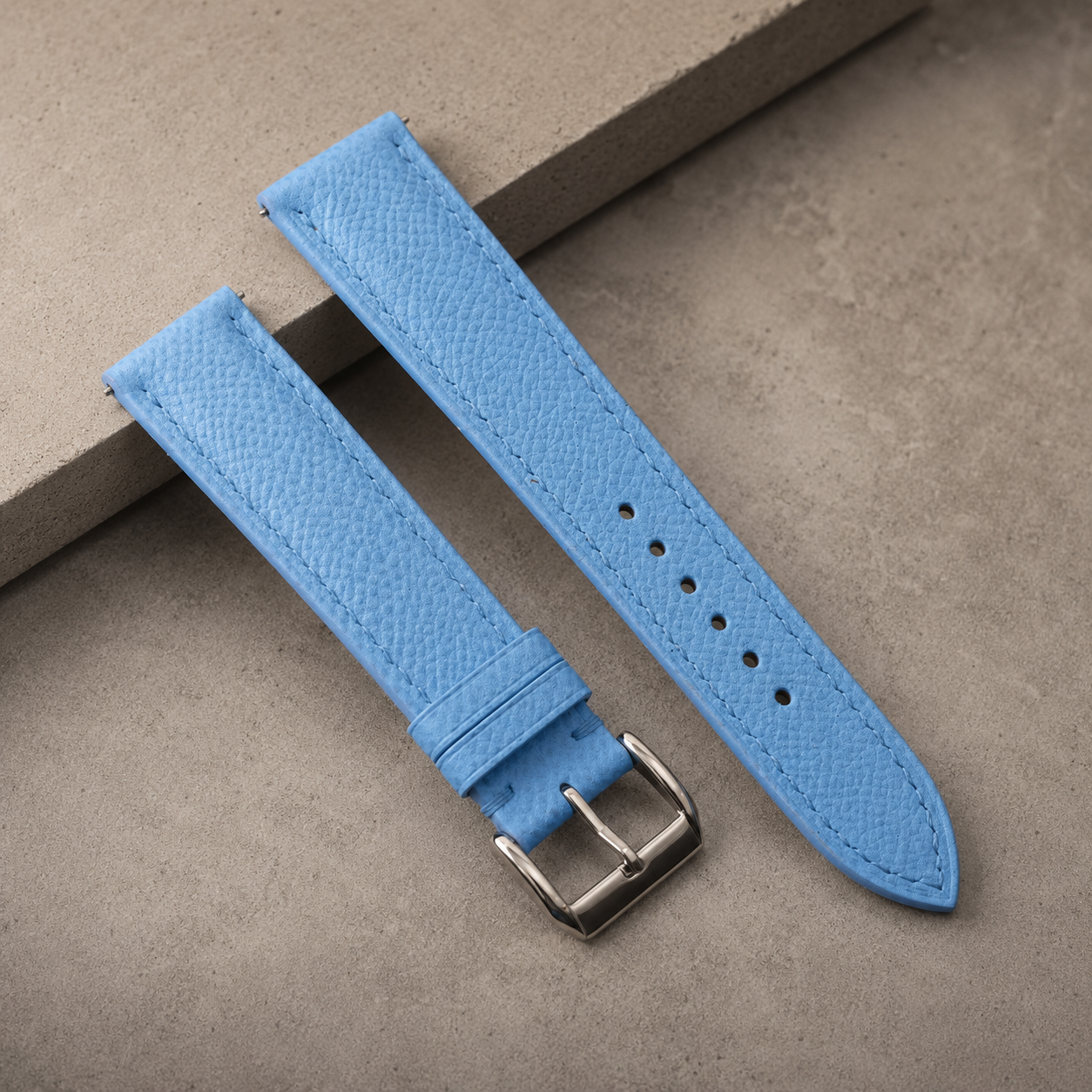 Light Blue Epsom Leather Watch Strap