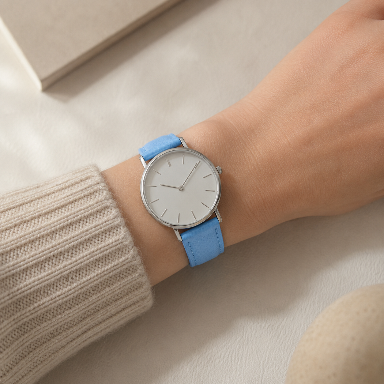 Light Blue Epsom Leather Watch Strap