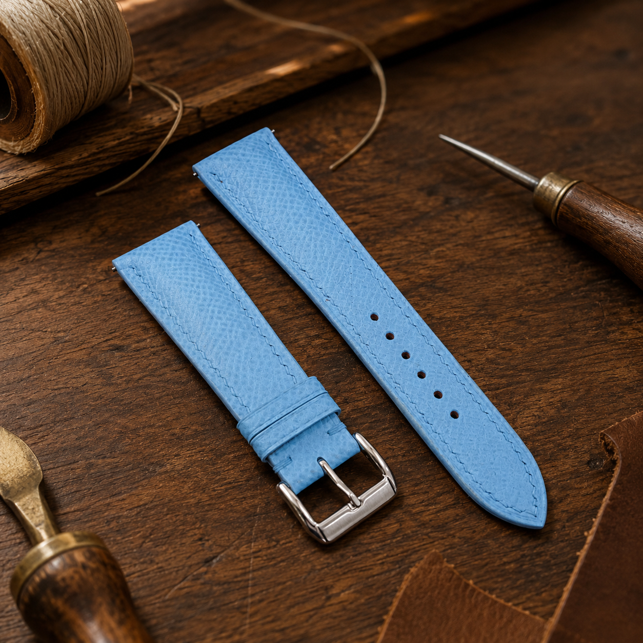 Light Blue Epsom Leather Watch Strap