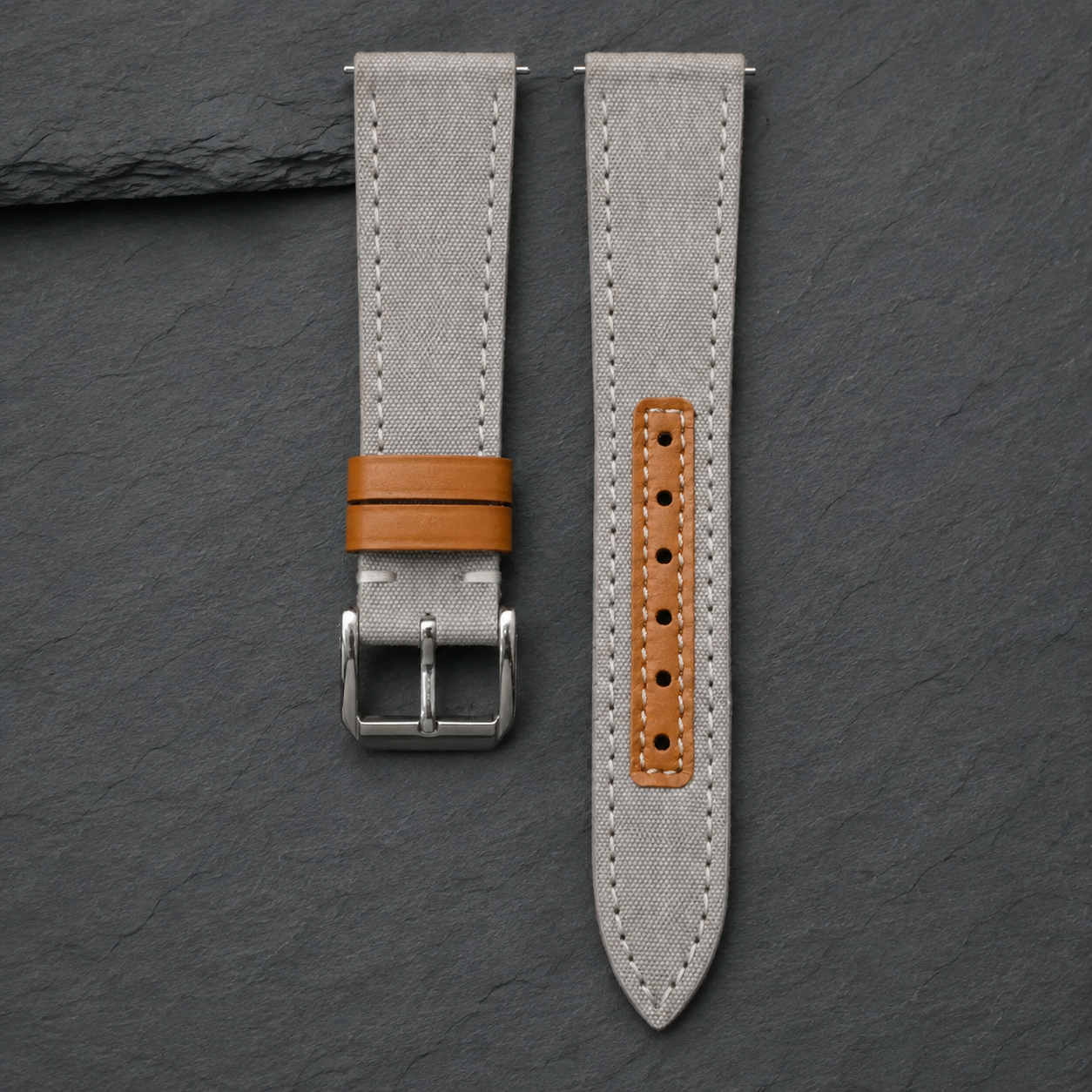 Light Gray Sailcloth Canvas Watch Strap