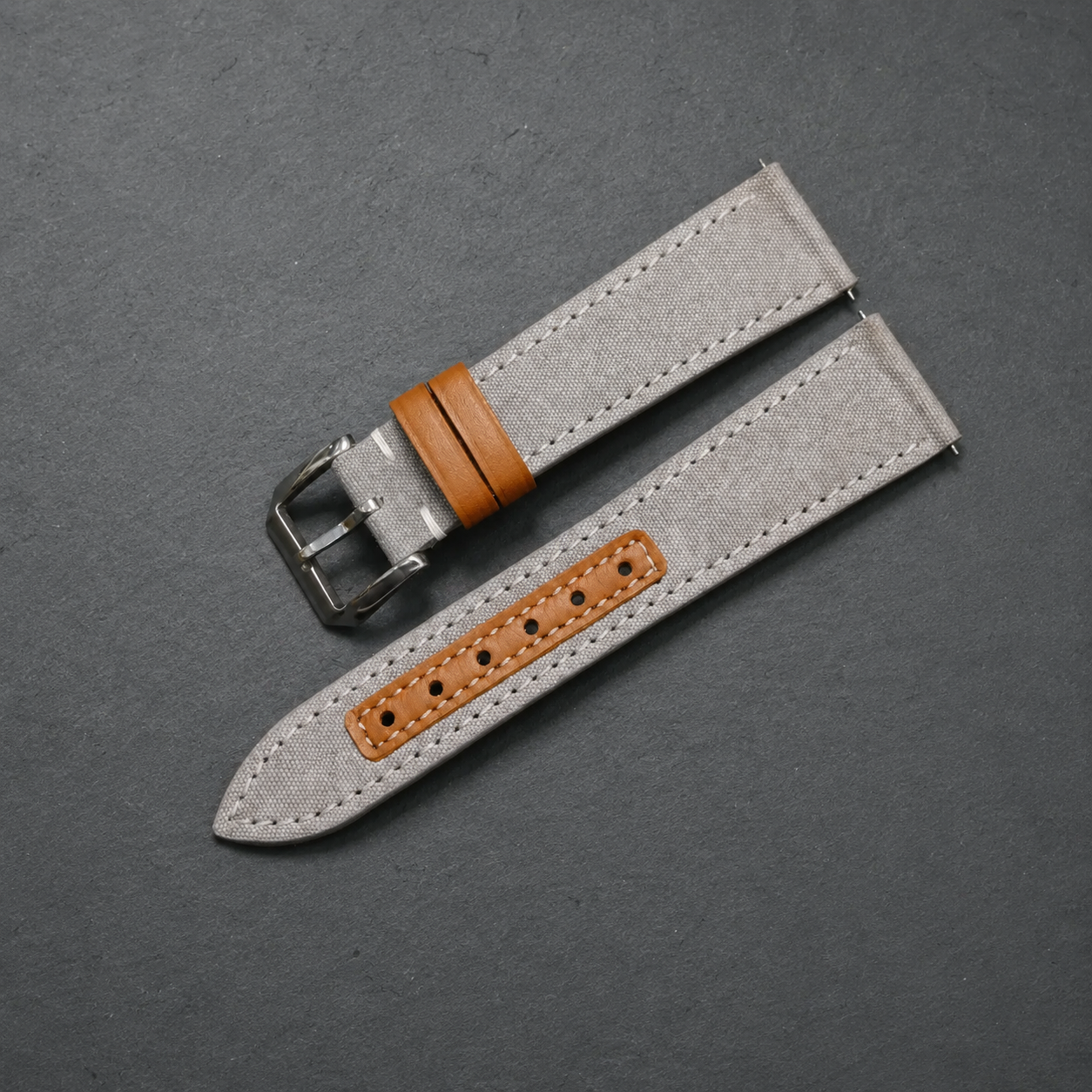 Light Gray Sailcloth Canvas Watch Strap