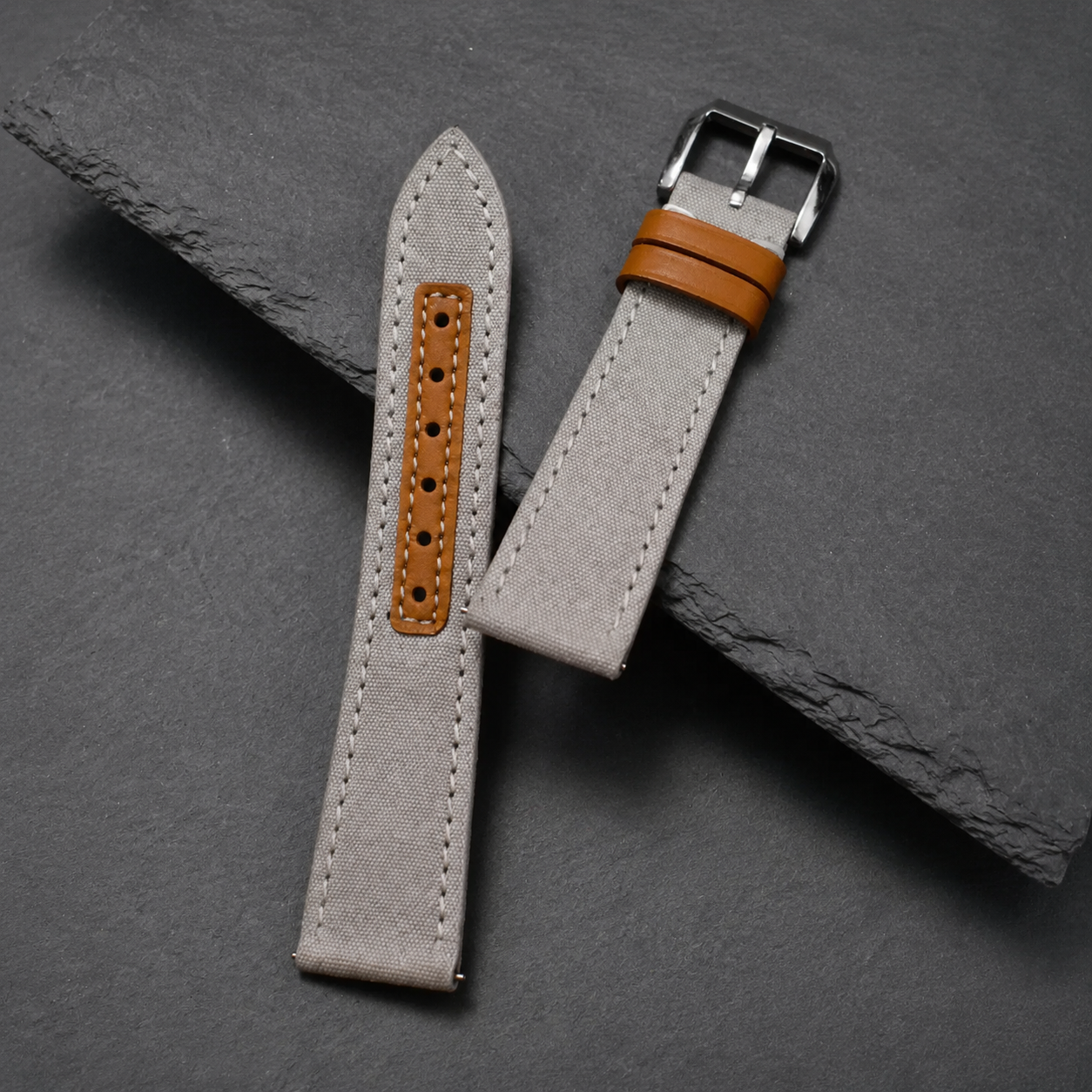 Light Gray Sailcloth Canvas Watch Strap