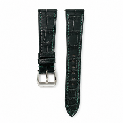 Midnight Forest Green Alligator Leather Watch Strap - Photo 2