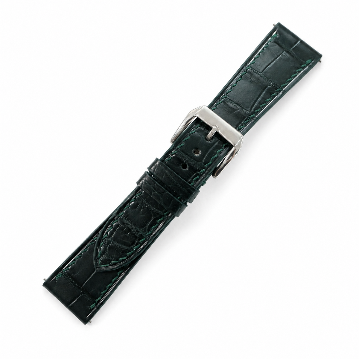 Midnight Forest Green Alligator Leather Watch Strap - Photo 3