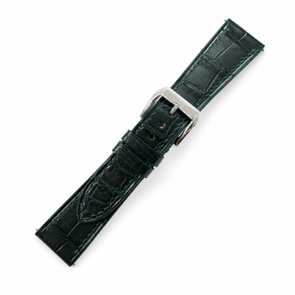 Midnight Forest Green Alligator Leather Watch Strap - Photo 3