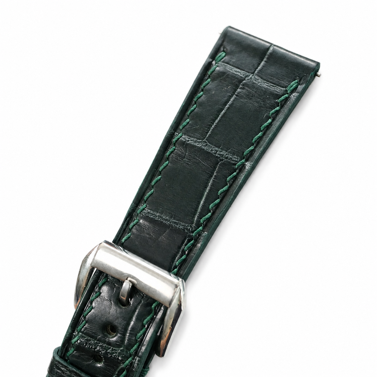 Midnight Forest Green Alligator Leather Watch Strap - Photo 4