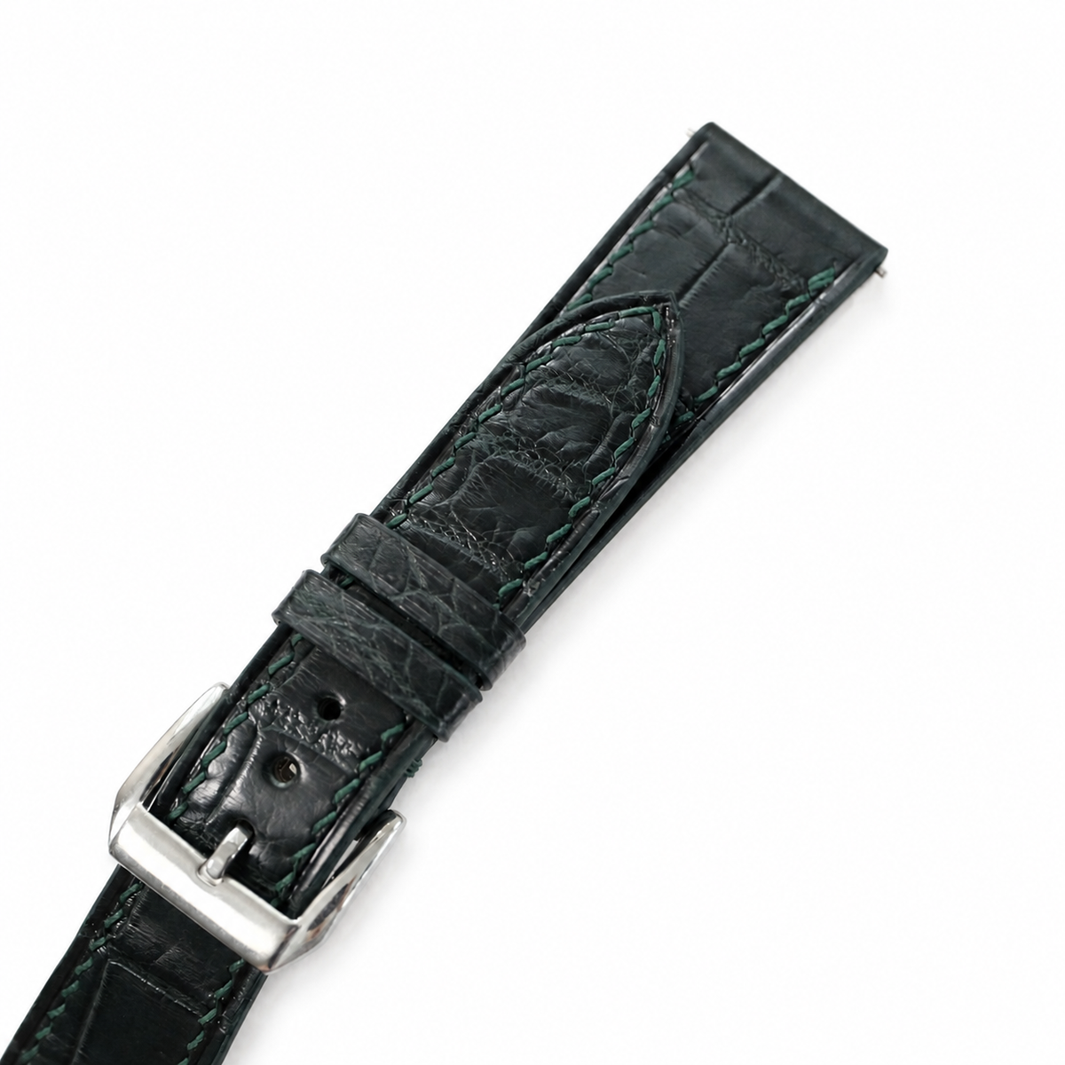 Midnight Forest Green Alligator Leather Watch Strap - Photo 5
