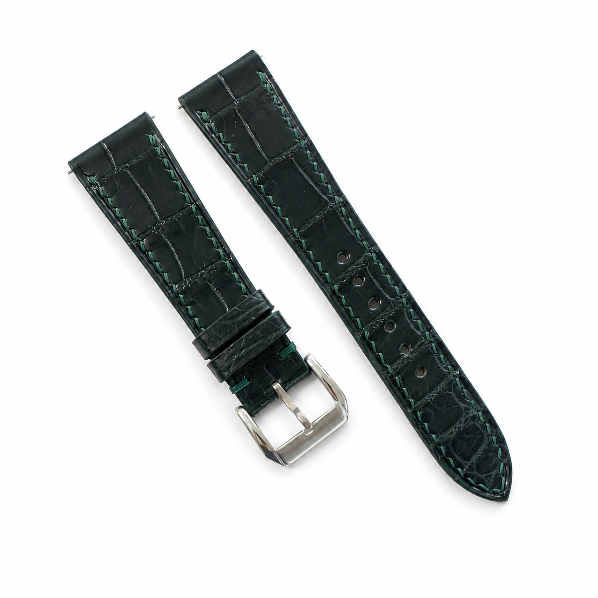 Midnight Forest Green Alligator Leather Watch Strap - Photo 1