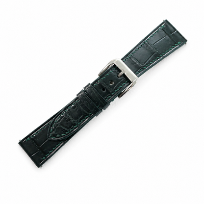 Midnight Forest Green Alligator Leather Watch Strap - Photo 6