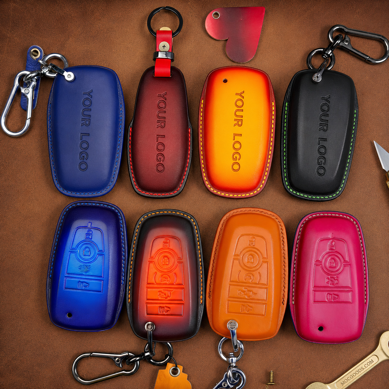 Custom Leather Key Fob Cover for Ford Mustang - View 2