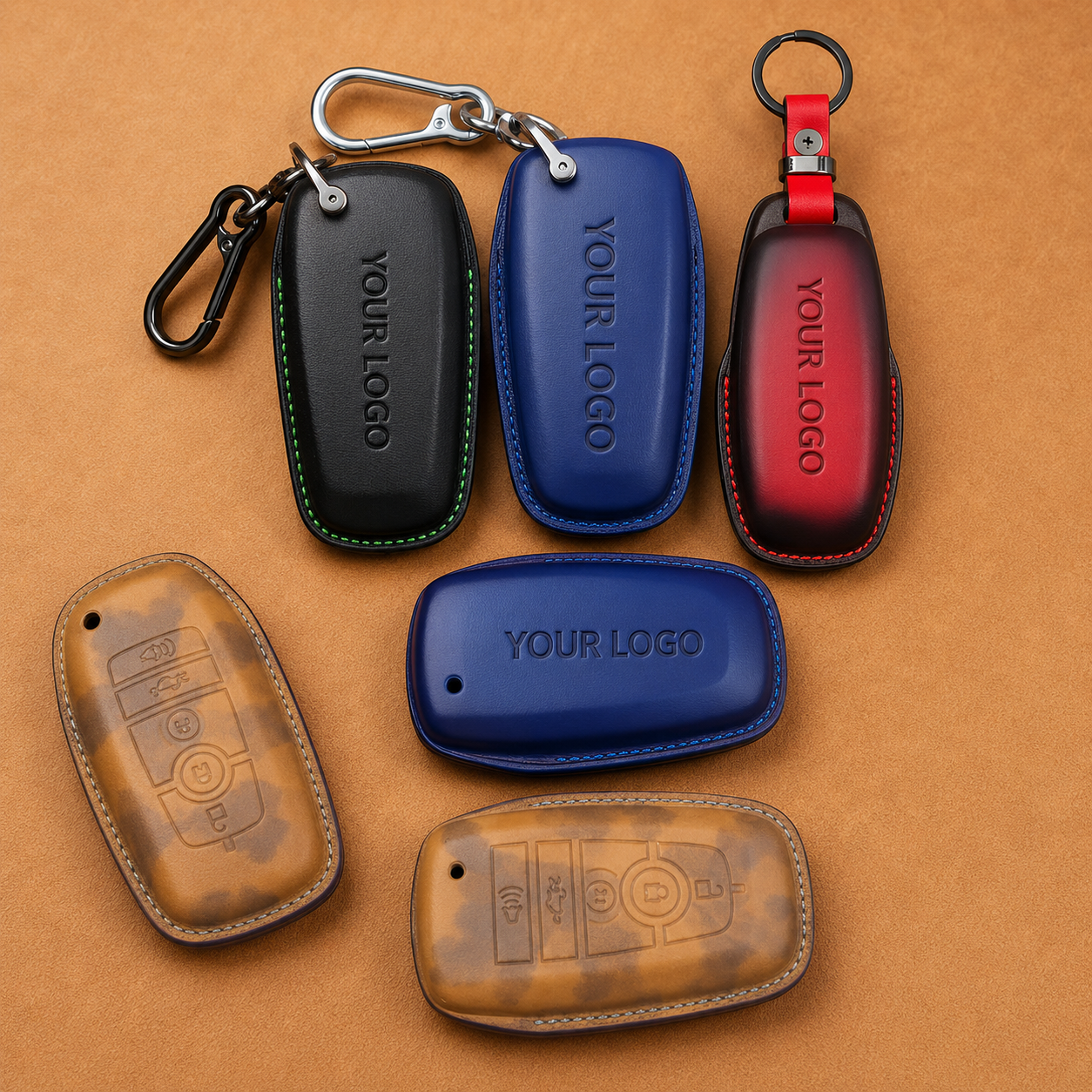 Custom Leather Key Fob Cover for Ford Mustang - View 4