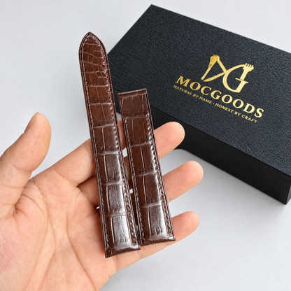 Padded Mahogany Brown Alligator Leather Watch Strap