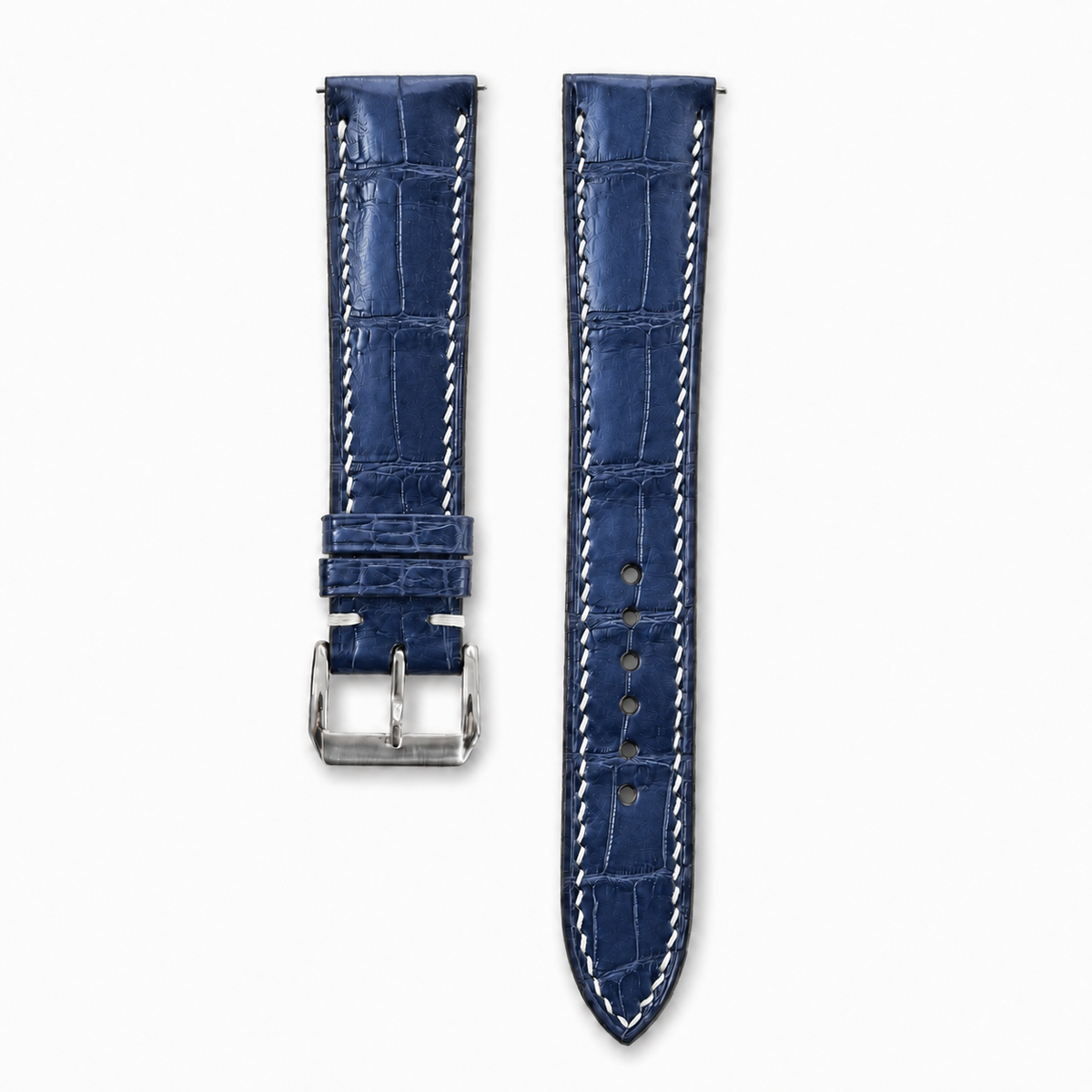Navy Alligator Leather Watch Strap - Photo 1