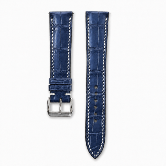 Navy Alligator Leather Watch Strap - Photo 1