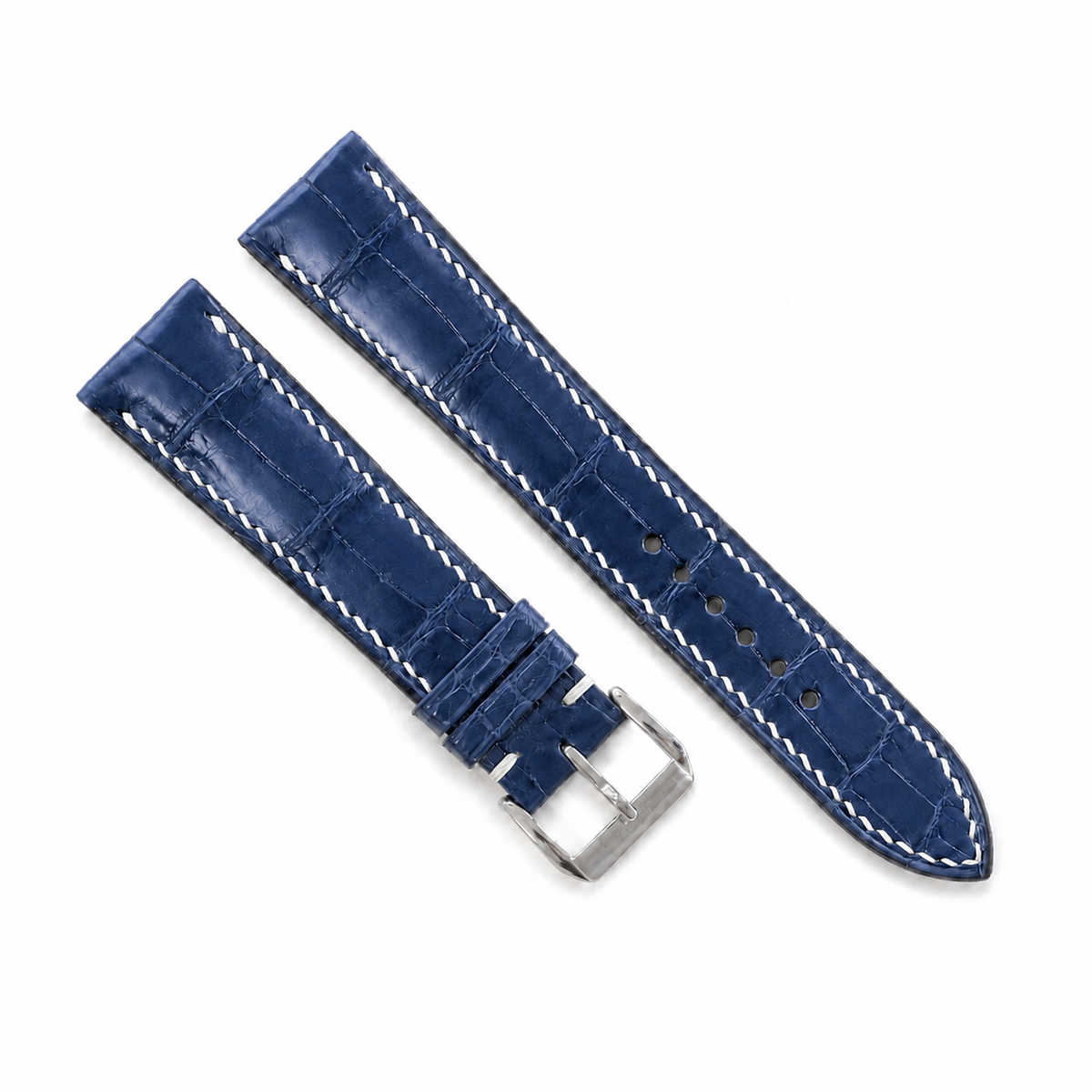 Navy Alligator Leather Watch Strap - Photo 2