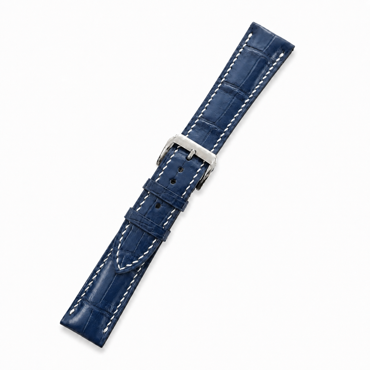 Navy Alligator Leather Watch Strap - Photo 4