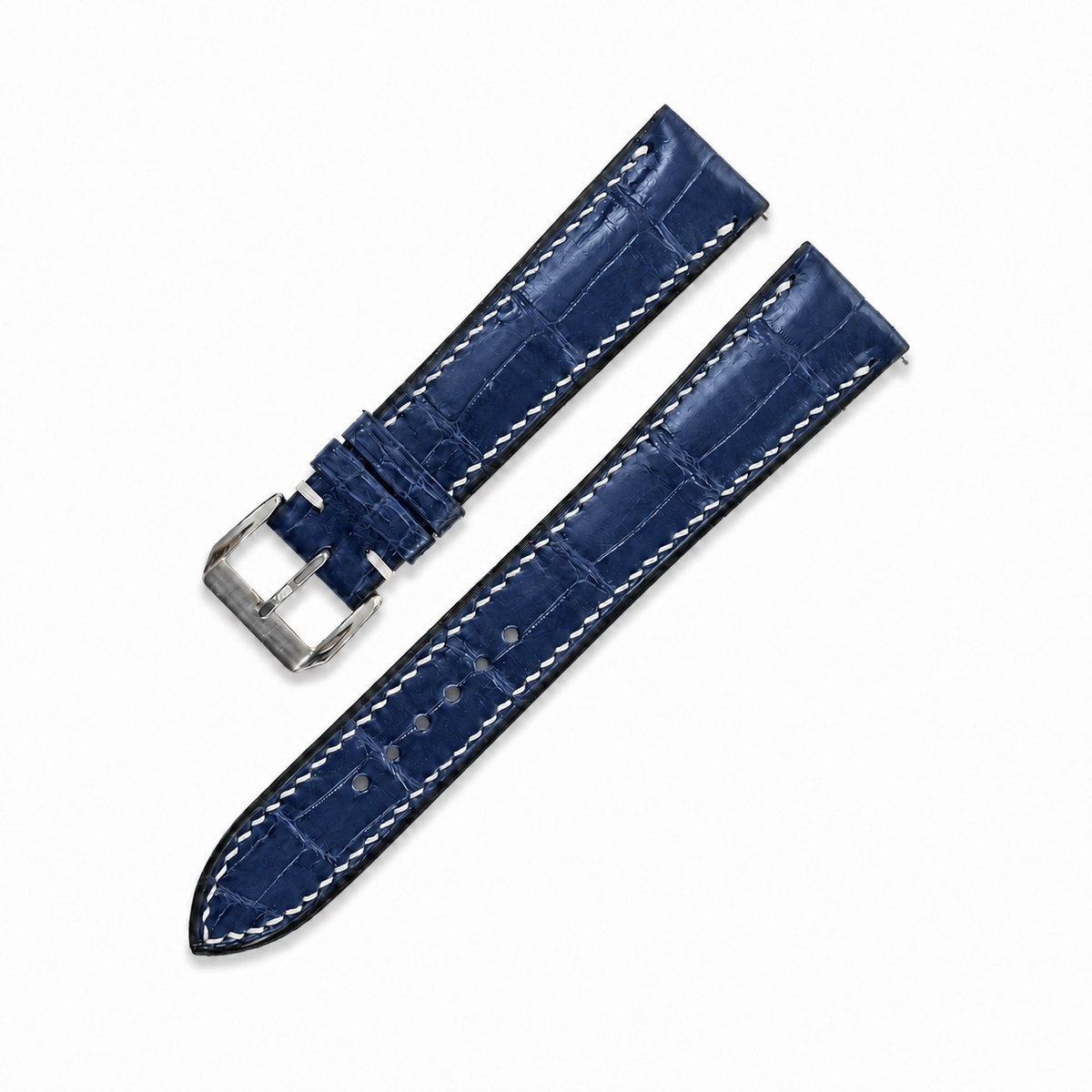 Navy Alligator Leather Watch Strap - Photo 6