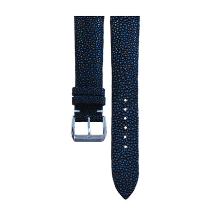 Navy Stingray leather watch strap - pearl bead texture