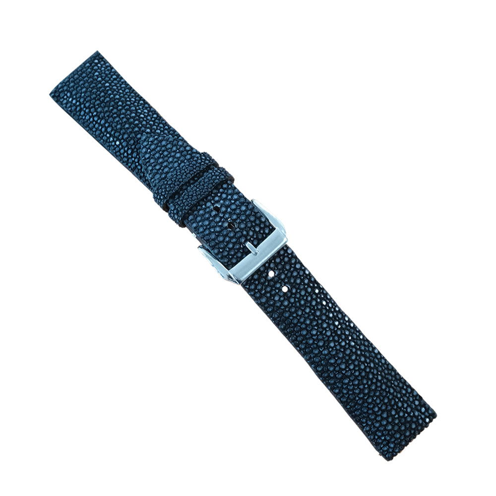 Navy Stingray leather watch strap detail