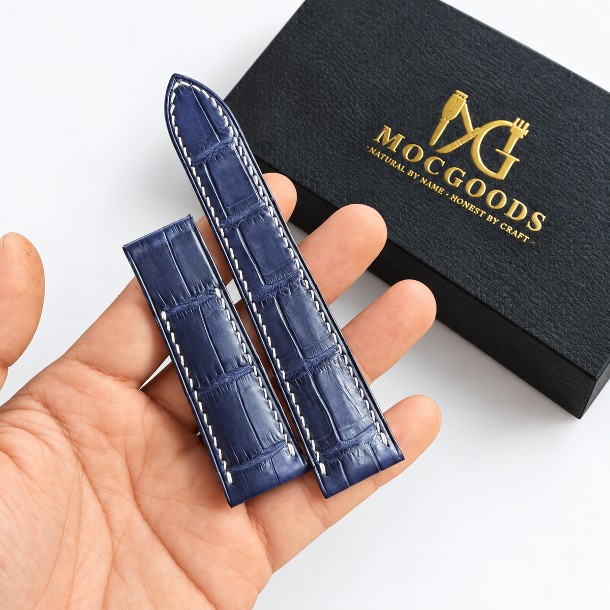 Navy Alligator Leather Watch Strap