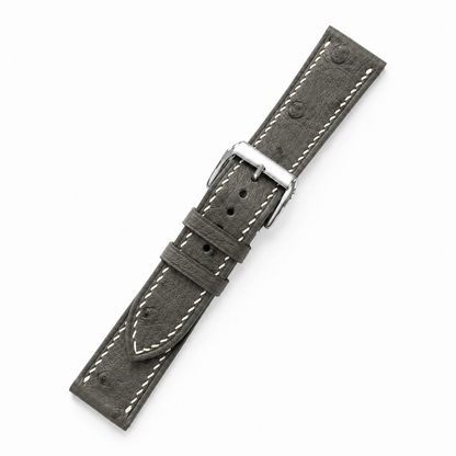 Olive Gray Ostrich Leather Watch Strap