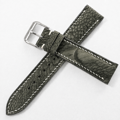 Olive Ostrich Leg Leather Watch Strap - Photo 2