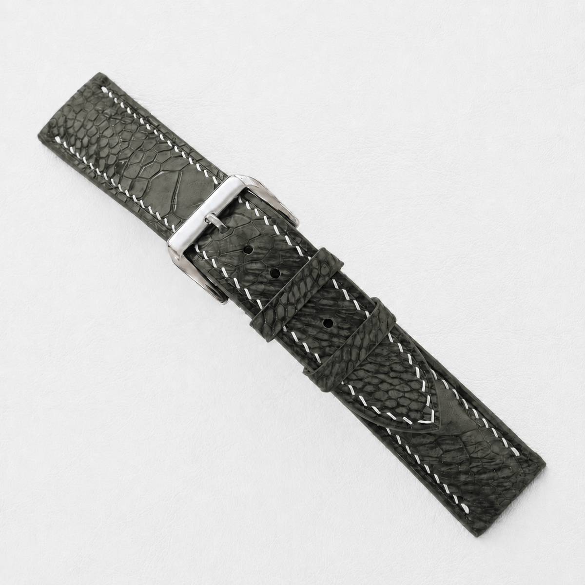 Olive Ostrich Leg Leather Watch Strap - Photo 3