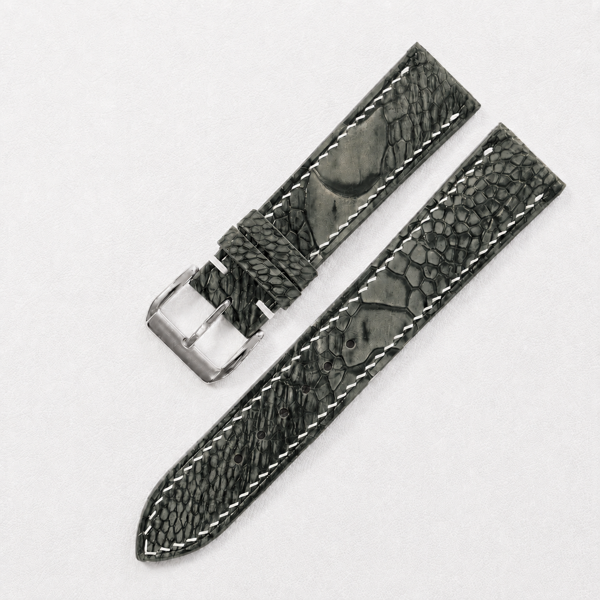 Olive Ostrich Leg Leather Watch Strap - Photo 4
