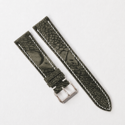 Olive Ostrich Leg Leather Watch Strap - Photo 5