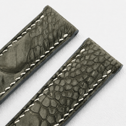 Olive Ostrich Leg Leather Watch Strap - Photo 6