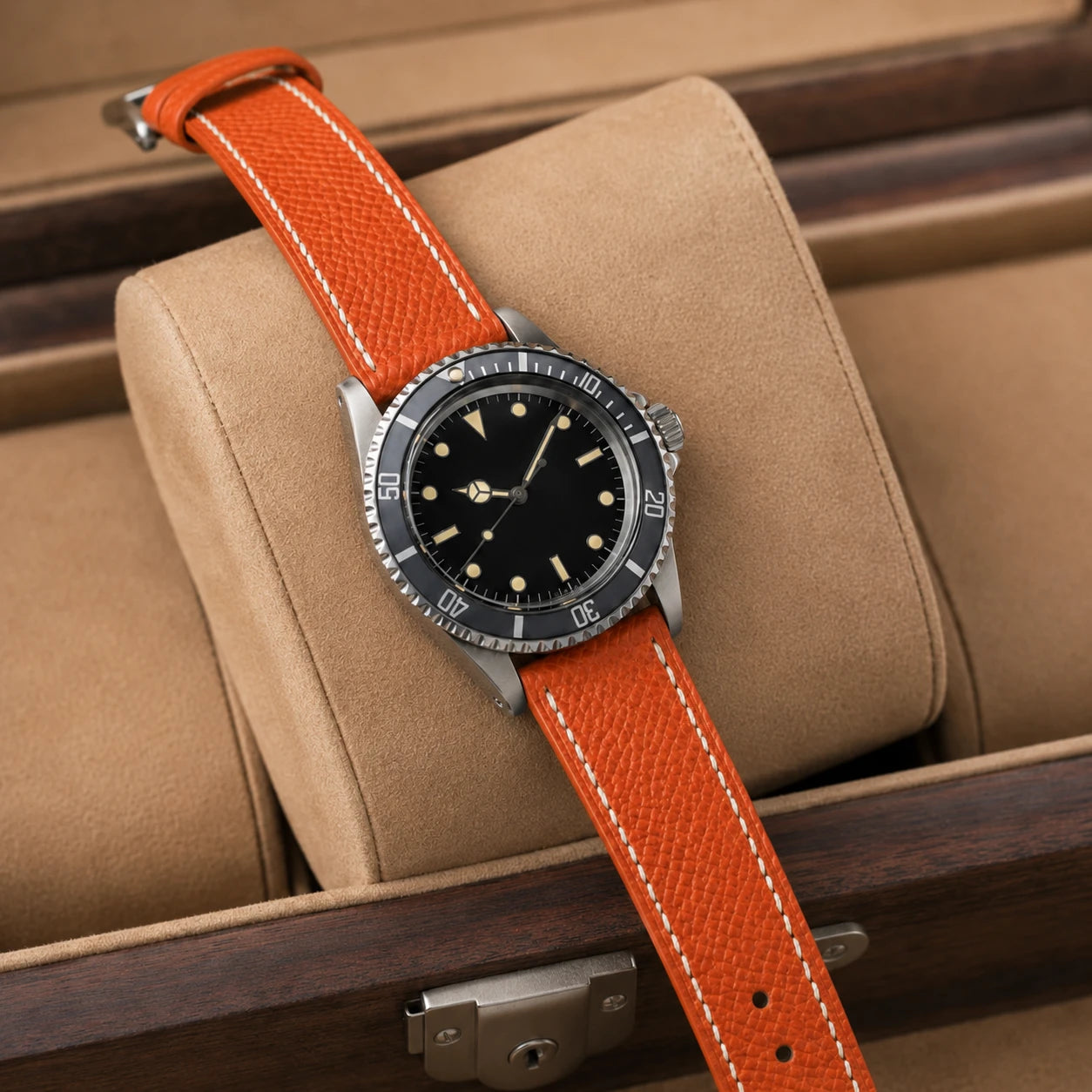 Orange Epsom Leather Watch Strap