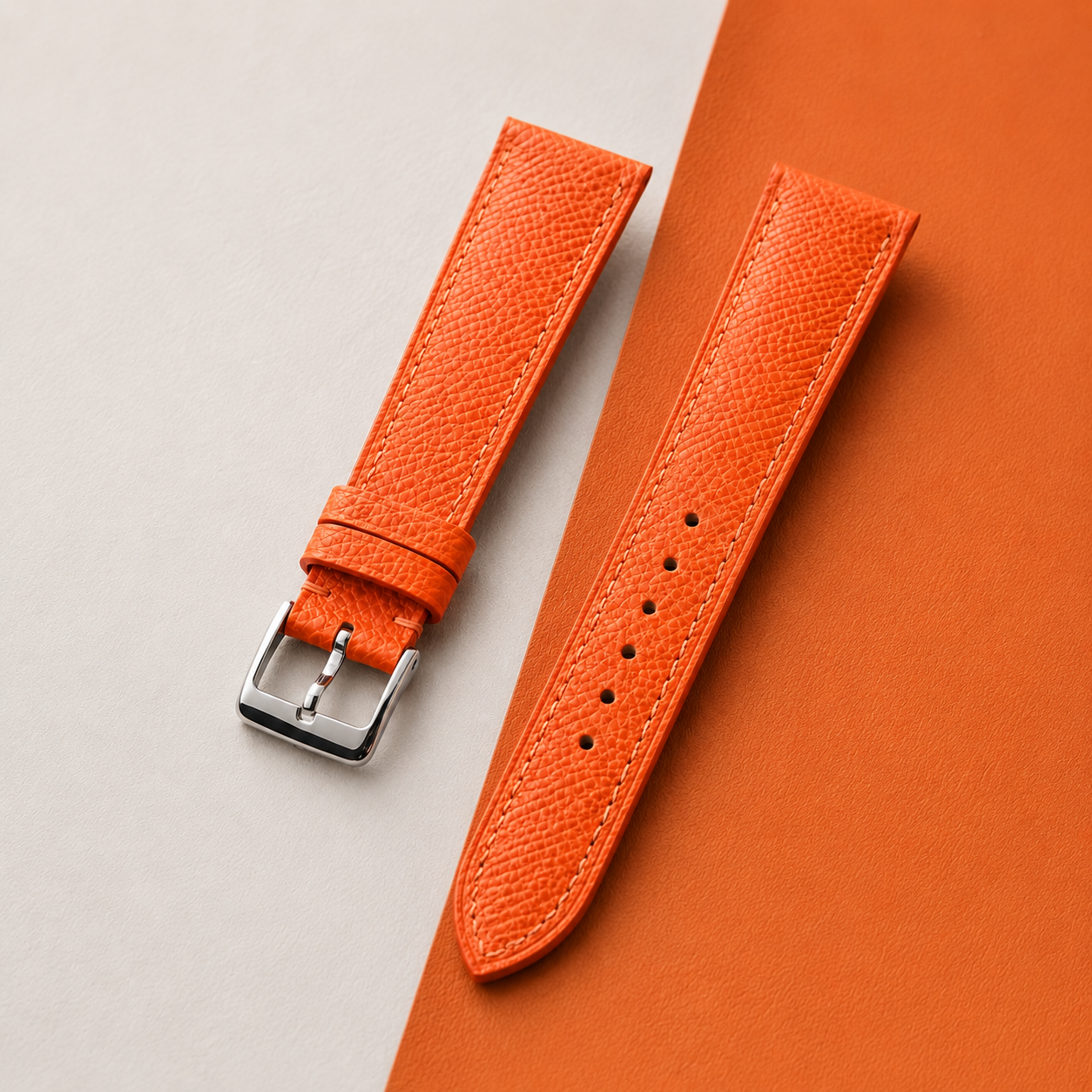 Orange Epsom Leather Watch Strap