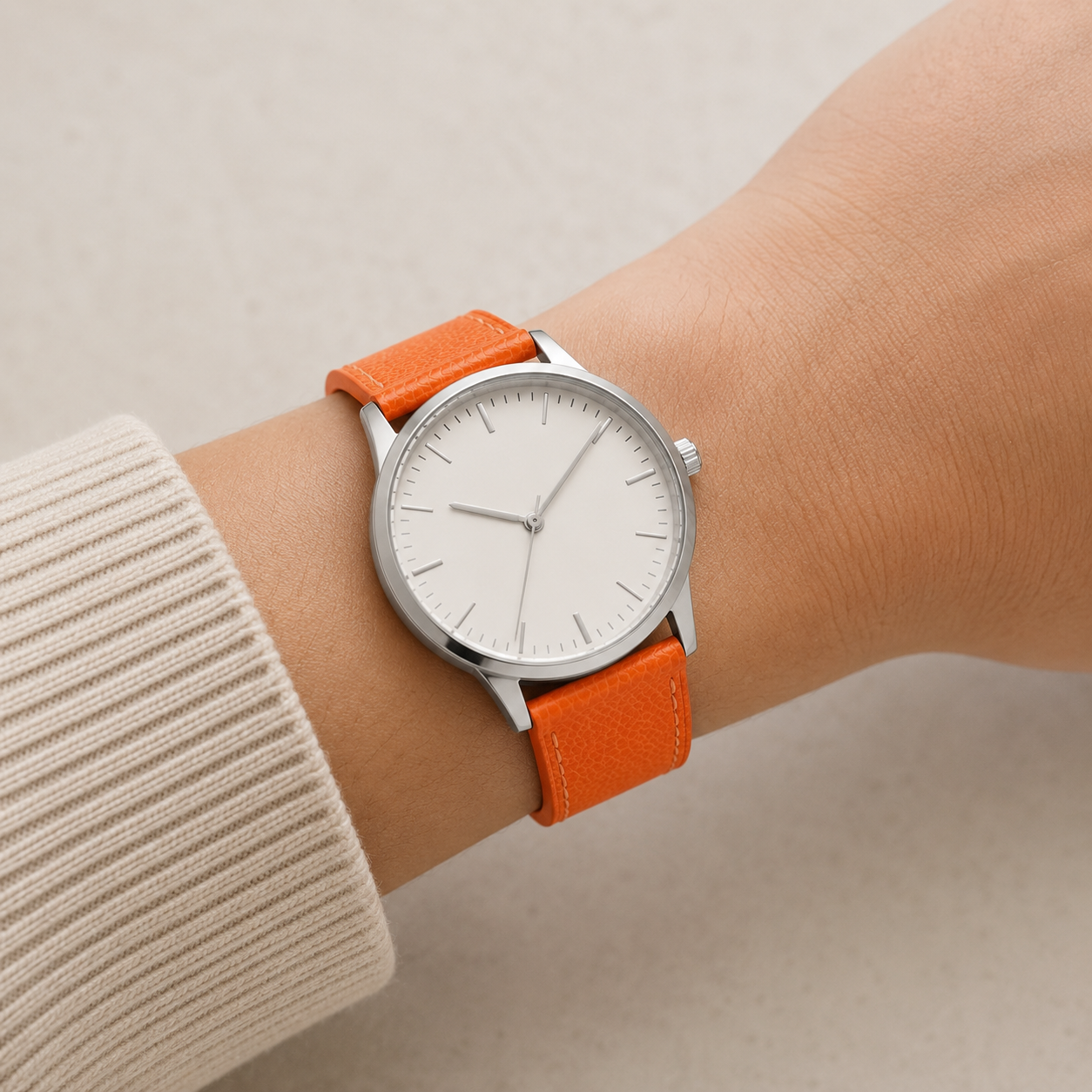 Orange Epsom Leather Watch Strap