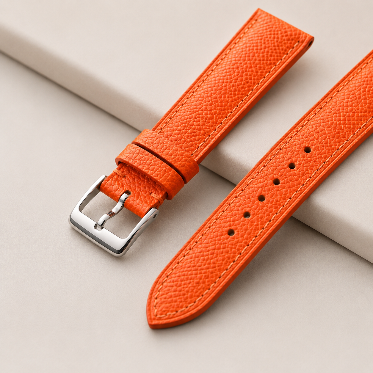 Orange Epsom Leather Watch Strap