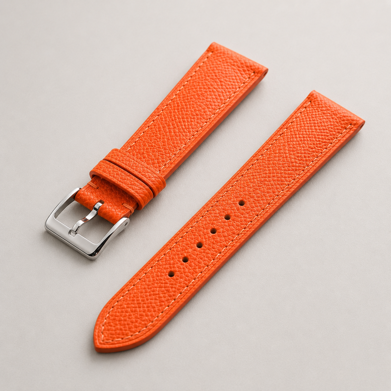 Orange Epsom Leather Watch Strap