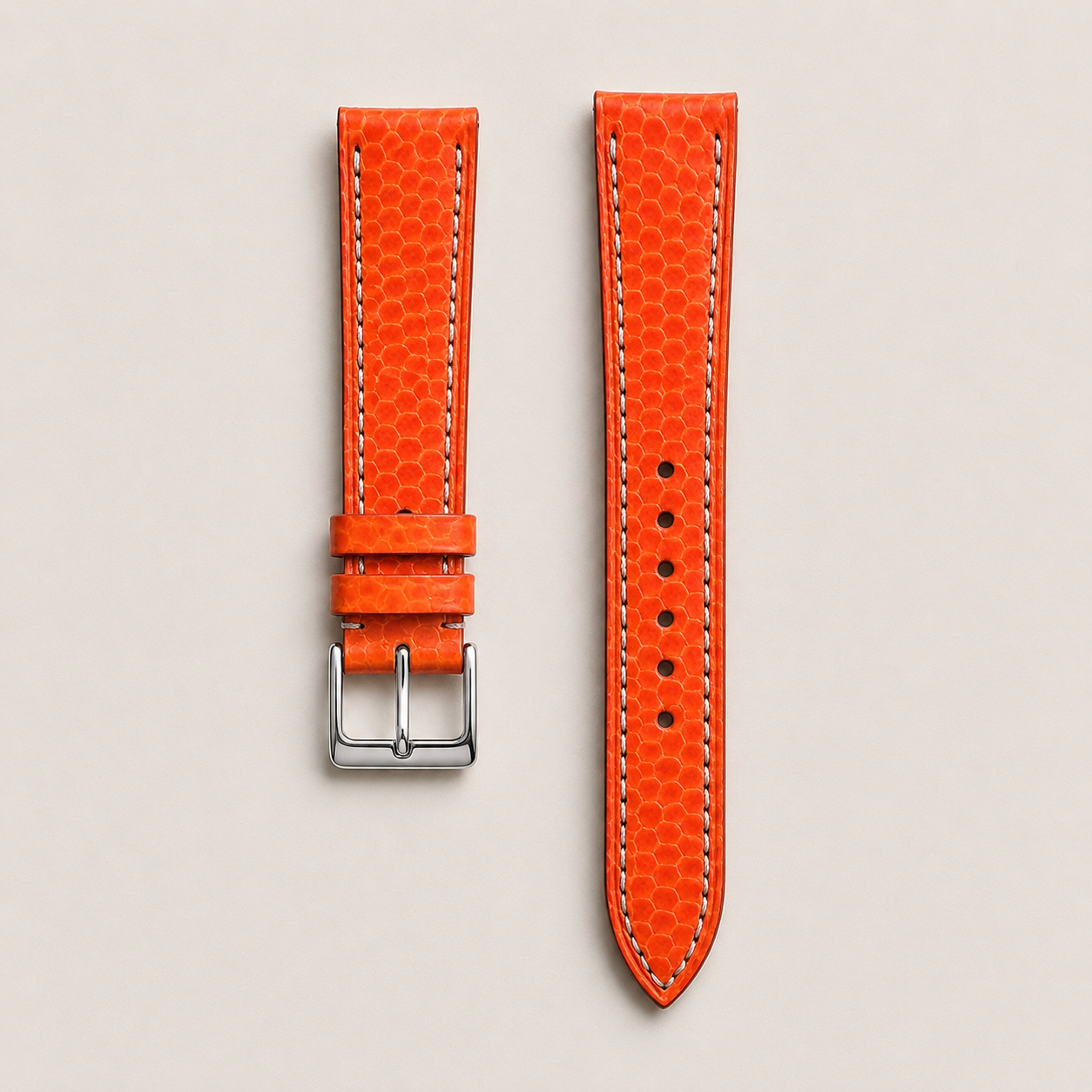 Orange Lizard Leather Watch Strap