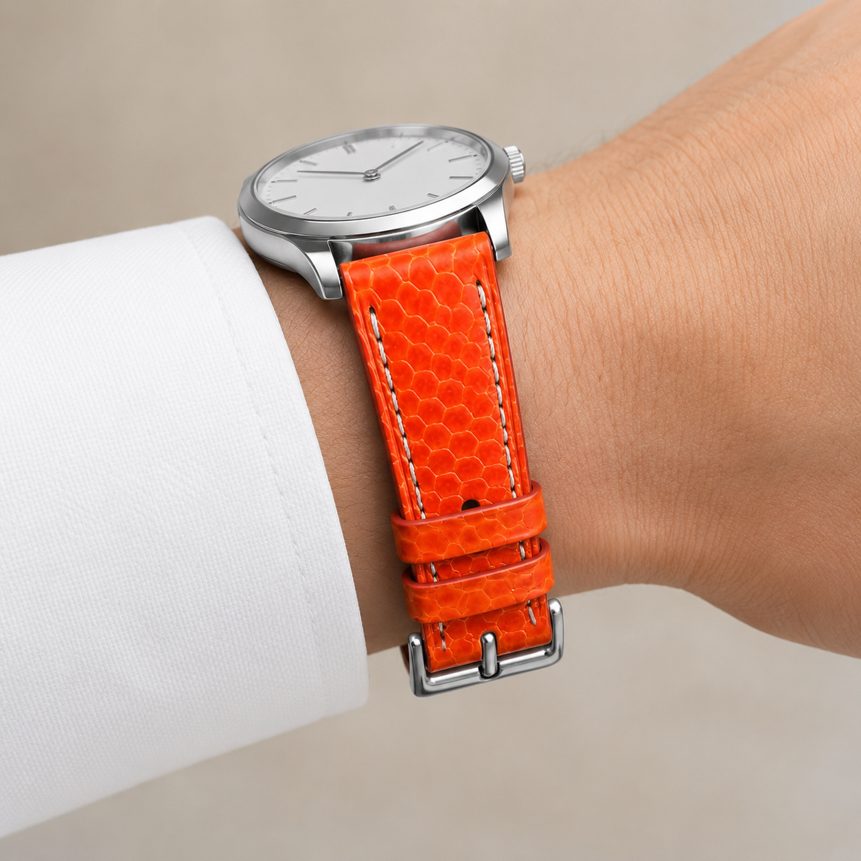 Orange Lizard Leather Watch Strap