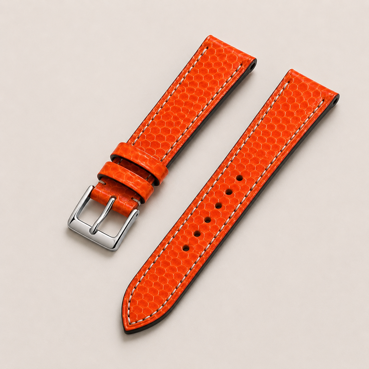 Orange Lizard Leather Watch Strap